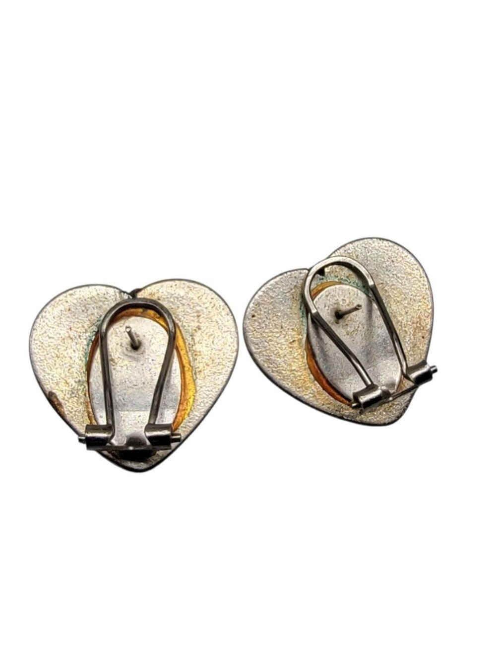 Vintage Etched Puffy Heart Leverback Earrings Pierced Ears Vintage Silver Tone - Picture 11 of 14